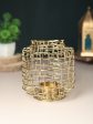 Basketweave Gold Tea Light Holder Discount