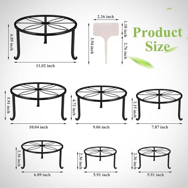 7-pack Metal Plant Stands, Plant Stand Outdoor Clearance, Anti-Rust Iron Flower Pot Stand Outdoor Indoor, Heavy Duty Black Plant Stand Indoor, Rustproof Metal Planter Container Round For Discount