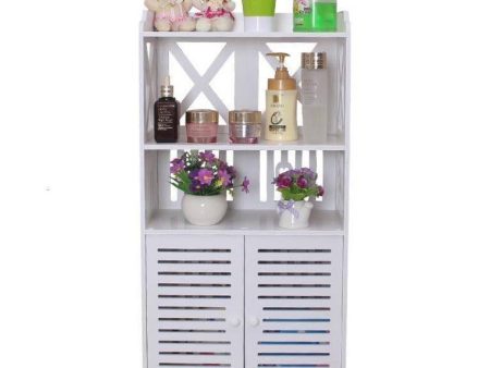 Toilet PVC Storage Bathroom 2 Feet Vanity Floor Standing Shelf Storage Cabinet With Free Soap Dish By Miza Discount