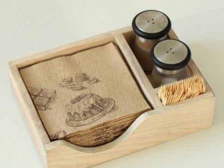 Wooden Tissue & Napkin Holder With Salt Pepper Sprinkler Organizer ( With Complementary Coaster ) By Miza For Cheap