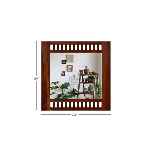 Alanis Mirror With Sheesham Wood Frame (Honey Finish) Discount