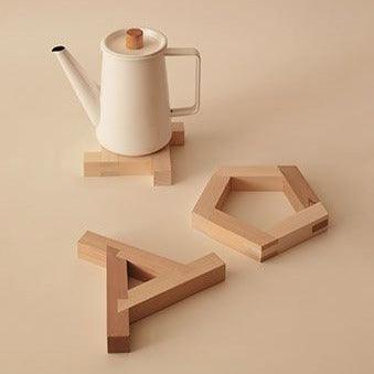 Wooden Fashionable Coaster Pot Stand Wooden Pot Holder In Random Design ( With Complementary Coaster ) By Miza For Discount