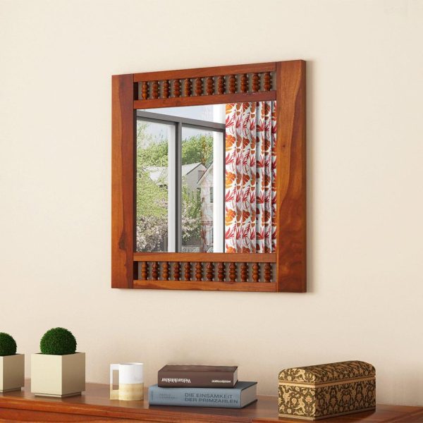 Alanis Mirror With Sheesham Wood Frame (Honey Finish) Discount