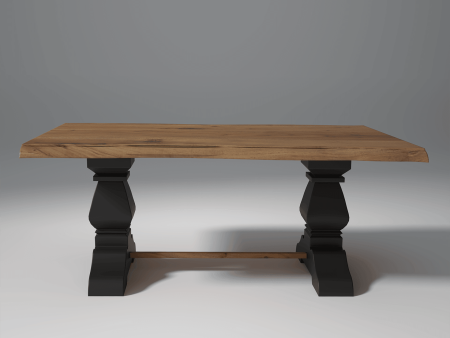 Lice Edge Mango And Acacia Wood 6 Seater Dining Table in Walnut and Black Finish Sale