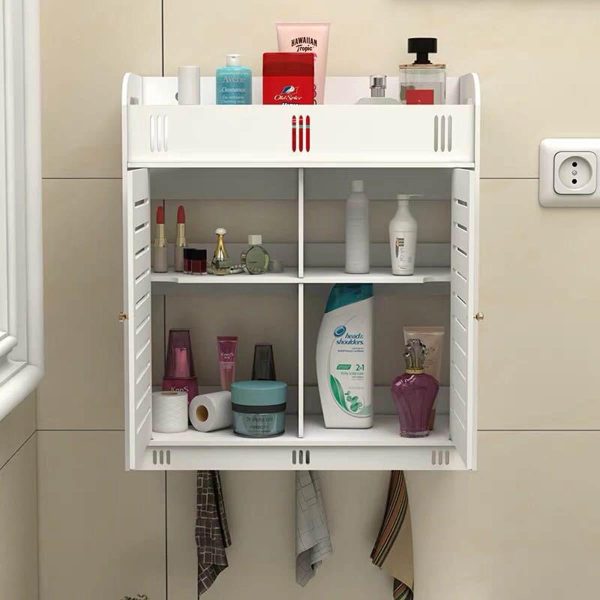 Wall Mounted PVC Bathroom [38] Storage Cabinet With Free Soap Dish By Miza Online now