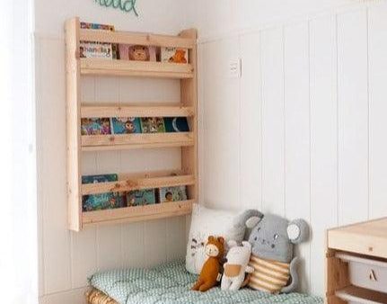 Wall Mounted 3 Shelves Space Saver Montessori Book Display Bookcase Bookshelf ( With Complementary Coaster ) By Miza Fashion