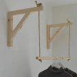 Wooden Bracket Shelf With Hanging Rope Timber Clothes Rack ( With Complementary Coaster ) By Miza on Sale