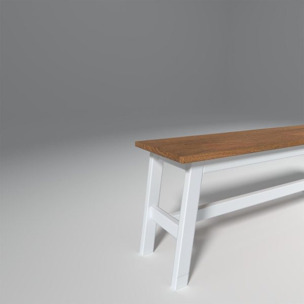 Flay Mango Wood Bench Natural and White Finish Fashion