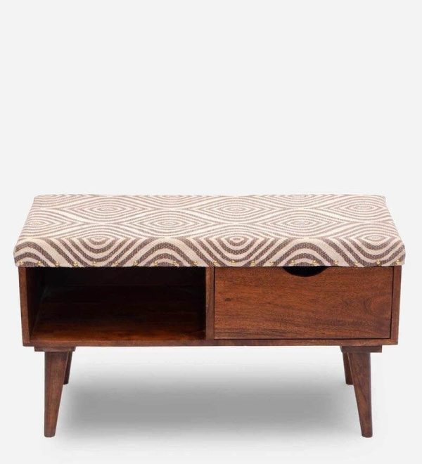 Berk Mango Wood Storage Bench In Cotton Grey Colour For Discount