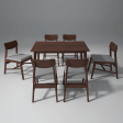 Ducasse Mango Wood Dining Table Set In Walnut With 6 Seating Discount