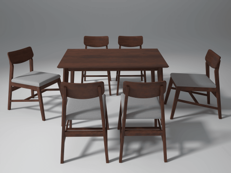 Ducasse Mango Wood Dining Table Set In Walnut With 6 Seating Discount