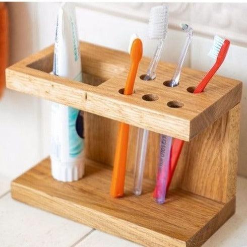 Wooden Design Toothbrush And Paste Holder With 6 Brush Holder ( With Complementary Coaster ) By Miza For Sale