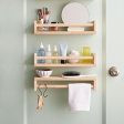 Wooden Wall Shelf For Bathroom Accessories   Kitchen Spice  Use as Cosmetics Rack ( With Complementary Coaster ) By Miza -1 Pc on Sale