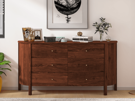 Allure Mango wood 6 Drawer Dresser In Light walnut Color Cheap