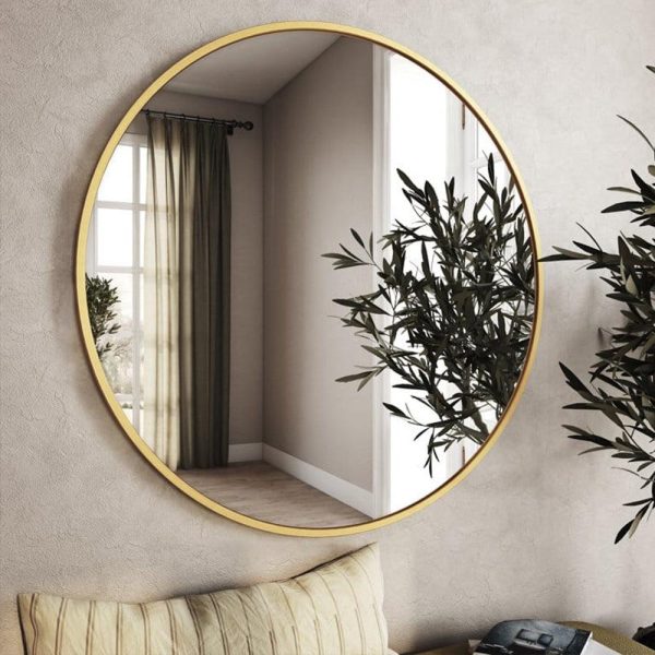 Designer Metal Golden Wall Mirror 24 inch For Cheap