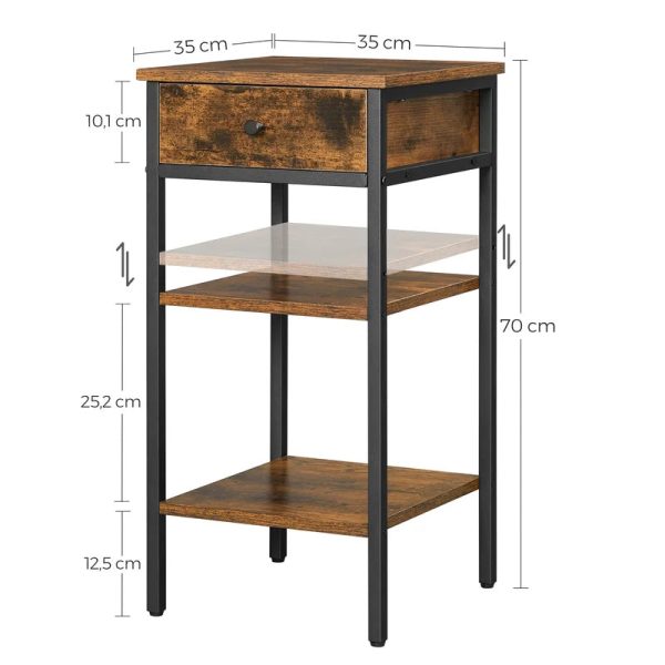 Kai Industrial Chic Bedside Table with Storage Drawer Online Sale