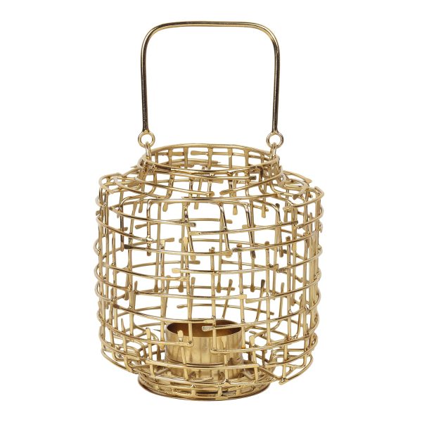 Basketweave Gold Tea Light Holder Discount