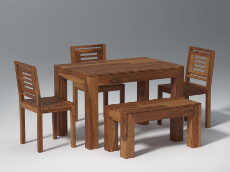 Mauro Sheesham Wood Dining Table Set In Light Honey Finish Hot on Sale