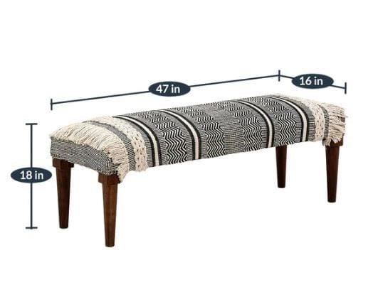 Archer Mango Wood Bench In Cotton Multicolour Fashion