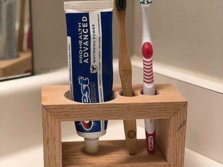 Wooden Bathroom Toothbrush And Toothpaste Holder Stand ( With Complementary Coaster ) By Miza Hot on Sale