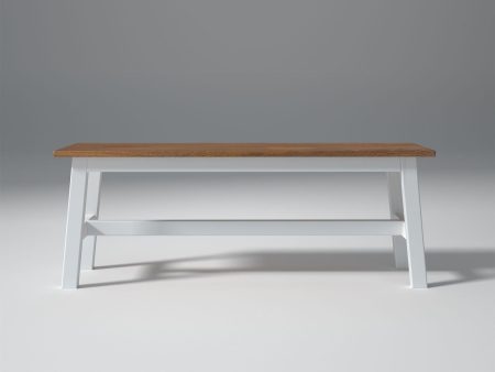 Flay Mango Wood Bench Natural and White Finish Fashion