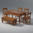 Keller Sheesham Wood Dining Table Set In Reddish Rosewood Online