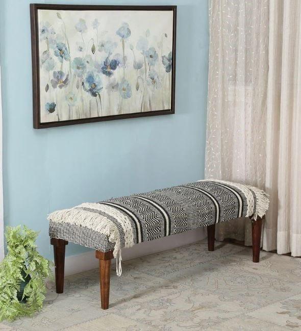 Archer Mango Wood Bench In Cotton Multicolour Fashion