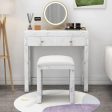 Maximilian Vanity Dressing Table With Stool & Mirror | 2 Storage Drawers Makeup Vanity Set | Dressing Cosmetic Desk with Large Tabletop for Girls Sale