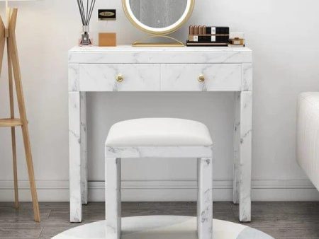 Maximilian Vanity Dressing Table With Stool & Mirror | 2 Storage Drawers Makeup Vanity Set | Dressing Cosmetic Desk with Large Tabletop for Girls Sale