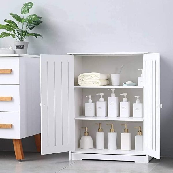 Bathroom PVC Freestanding Storage Cabinet With Handle Doors By Miza For Discount