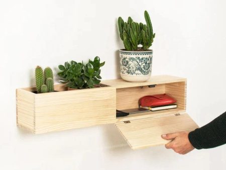 Wooden Wall Floating Modern Shelf Wall Mounted Planter Shelf Storage ( With Complementary Coaster ) By Miza Online now