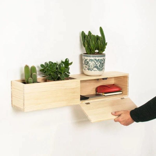 Wooden Wall Floating Modern Shelf Wall Mounted Planter Shelf Storage ( With Complementary Coaster ) By Miza Online now