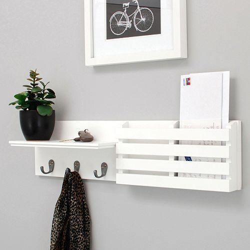 White Utility Shelf In PVC with Pocket and Hanging Hooks By Miza Fashion